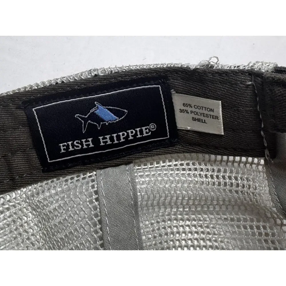 Fish Hippie Mesh Baseball Hat Blue Logo Beach Bum